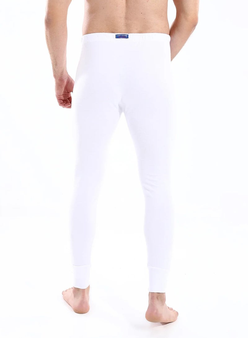 Cottonil Men's Interlock Cotton Thermal Long Johns, White, Full Length Base Layer Underwear - Image 2